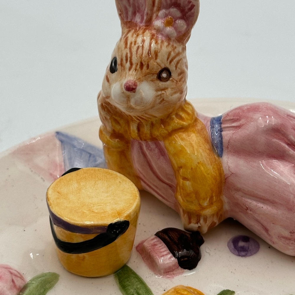Vintage Fitz And Floyd Girl Bunny Platter - Picture 9 of 16